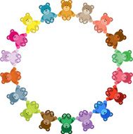 Colored Teddy Bear Round Frame