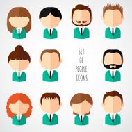 Office people icons set Man Woman Flat style Faces characters