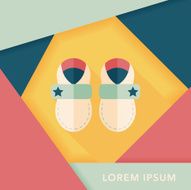 baby booties flat icon with long shadow N68