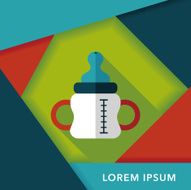 Baby bottle flat icon with long shadow eps10 N12