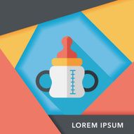 Baby bottle flat icon with long shadow eps10 N13