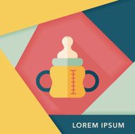 Baby bottle flat icon with long shadow eps10 N14