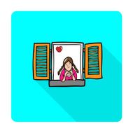 Girl in love at window