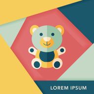 teddy bear flat icon with long shadow eps 10 N12