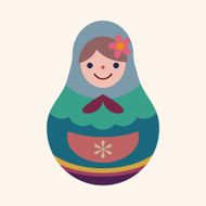 Matryoshka Russian traditional wooden doll vector pattern fl N39