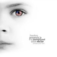 Child&#039;s face eye and american flag