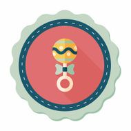 baby Rattle flat icon with long shadow eps10 N245