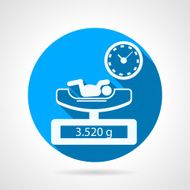 Newborn weighing blue vector icon
