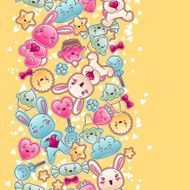 Seamless kawaii child pattern with cute doodles N2
