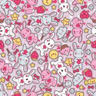 Seamless kawaii child pattern with cute doodles N3