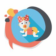 baby Rattle flat icon with long shadow eps10 N246
