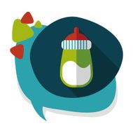 Baby bottle flat icon with long shadow eps10 N15