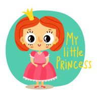 Princess little girl in pink dress cartoon character