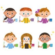 Children brushing their teeth