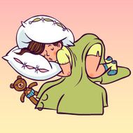Funny vector cartoon sleeping baby N9