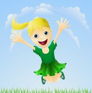 Young happy girl jumping