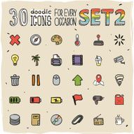 30 Colorful Doodle Icons Set 2