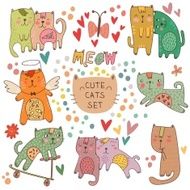 Cute cats set in cartoon style Childish vector illustration