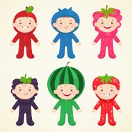 Cute kids in costumes berries
