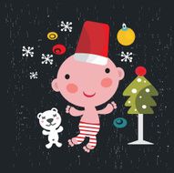 Christmas card with baby boy
