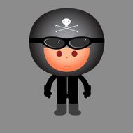 child biker with helmet and goggles