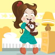 Happy cute girl with cat