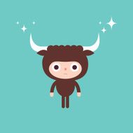 Udder ache bison boy character cartoon