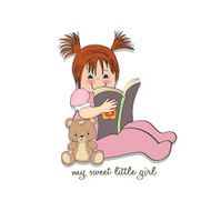 sweet little girl reading a book