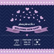 baby shower invitation with hearts in retro style N2