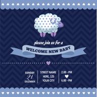 baby shower invitation with sheep in retro style