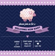 baby shower invitation with sheep in retro style N2