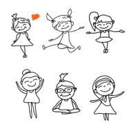 hand drawing cartoon kids playing N5