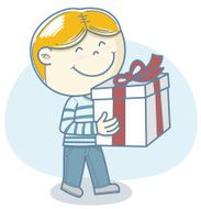 cartoon boy giving gift