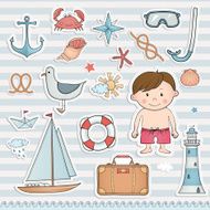 Travel set Hand drawn summer labels N5