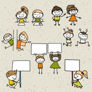 hand drawing cartoon happy kids N9