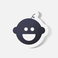 Paper clipped sticker baby face boy N7