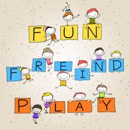hand drawing cartoon happy kids and positive words N2