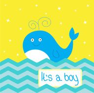 ItÂs a boy shower card with cute cartoon whale sparkles