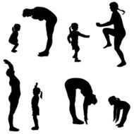 Vector silhouette of a woman with child N10