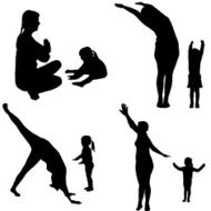 Vector silhouette of a woman with child N13