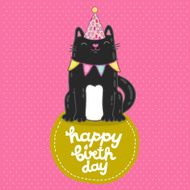 Happy Birthday card background with a cat N6