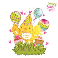 Happy Birthday card background with a bird
