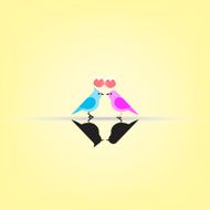 Couple birds in love of Background Vector illustration Yello