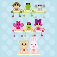 Set Of Different Cartoon Animals Isolated