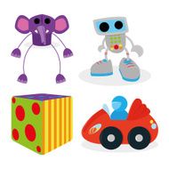 Set Of Different Cartoon Toys Isolated N5