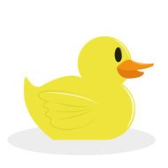 Cartoon Yellow Duck Isolated On White Background