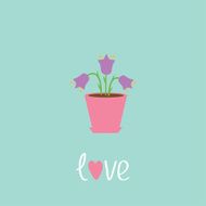 Violet flower in pot Love card