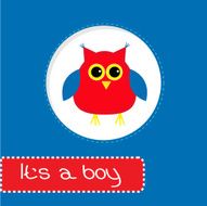 Baby shower card with red owl It&#039;s a boy