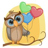 Owl with baloons