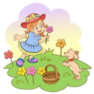 Girl in park with her dog